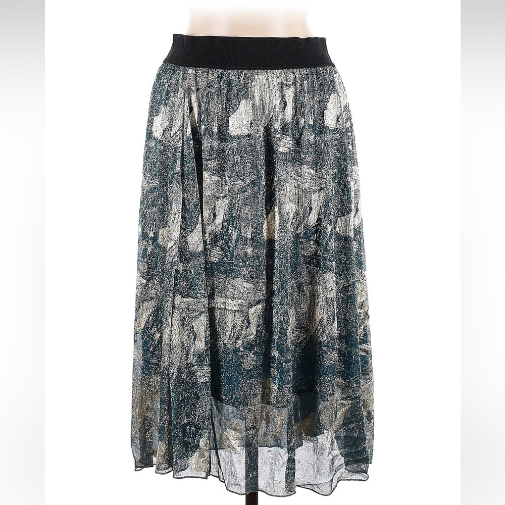 LuLaRoe Blue Gold Metallic Elegant Collection Midi A-Line LoLa Skirt Size M NWT - Picture 8 of 8